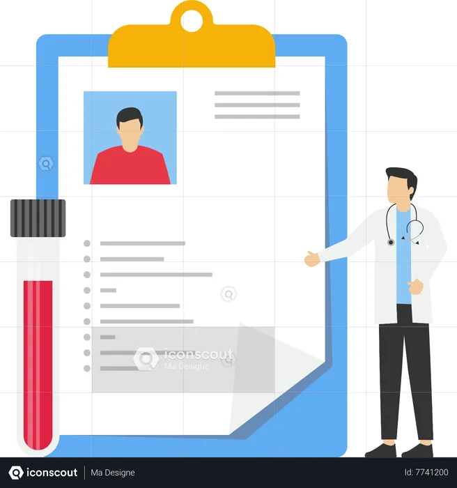Doctor with patient medical record  Illustration