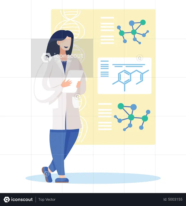 Doctor with research report  Illustration