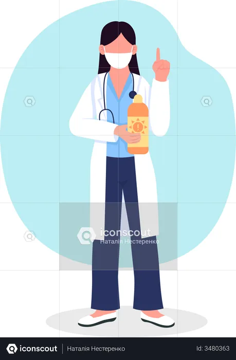 Doctor with sunscreen lotion  Illustration