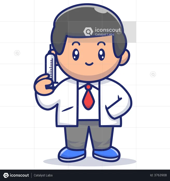 Doctor with thermometer  Illustration
