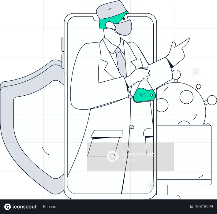 Doctor Works On Medical Thesis  Illustration