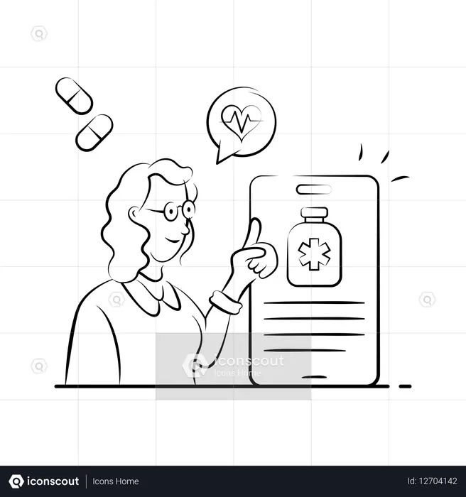 Doctor writes Online Prescription for patient  Illustration