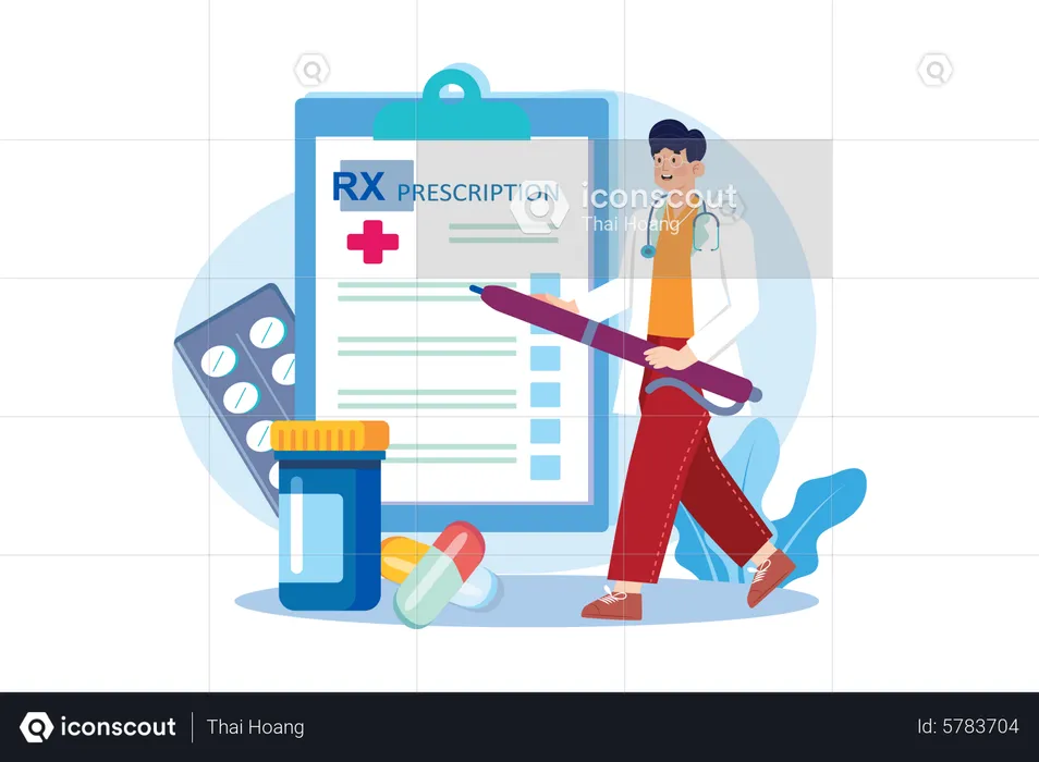 Doctor Writing Prescription  Illustration