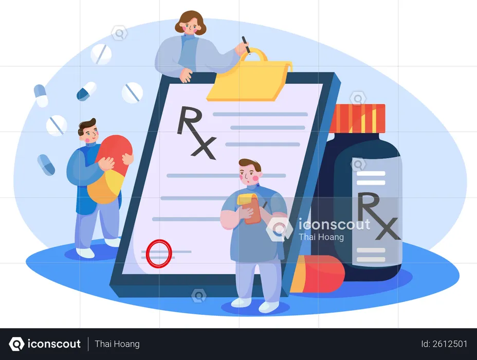 Doctor writing prescription  Illustration