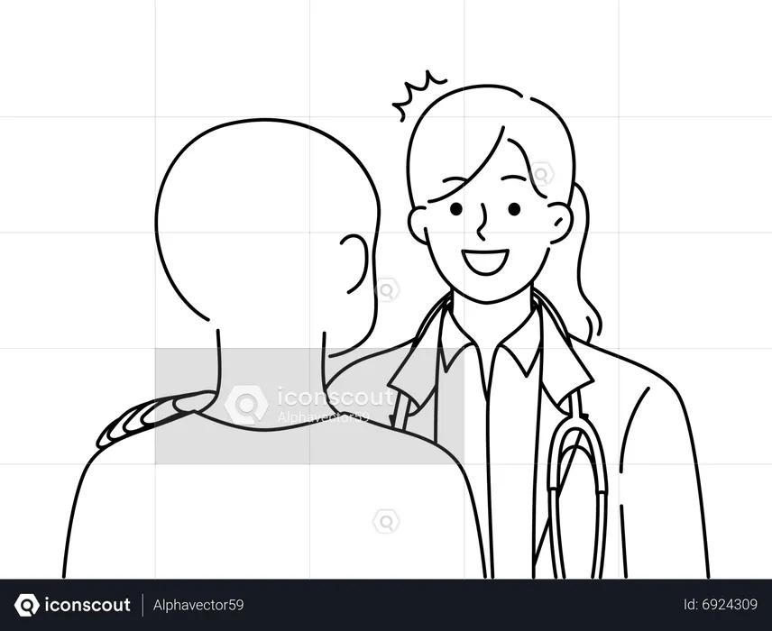 Doctora hablando con el paciente  Ilustración