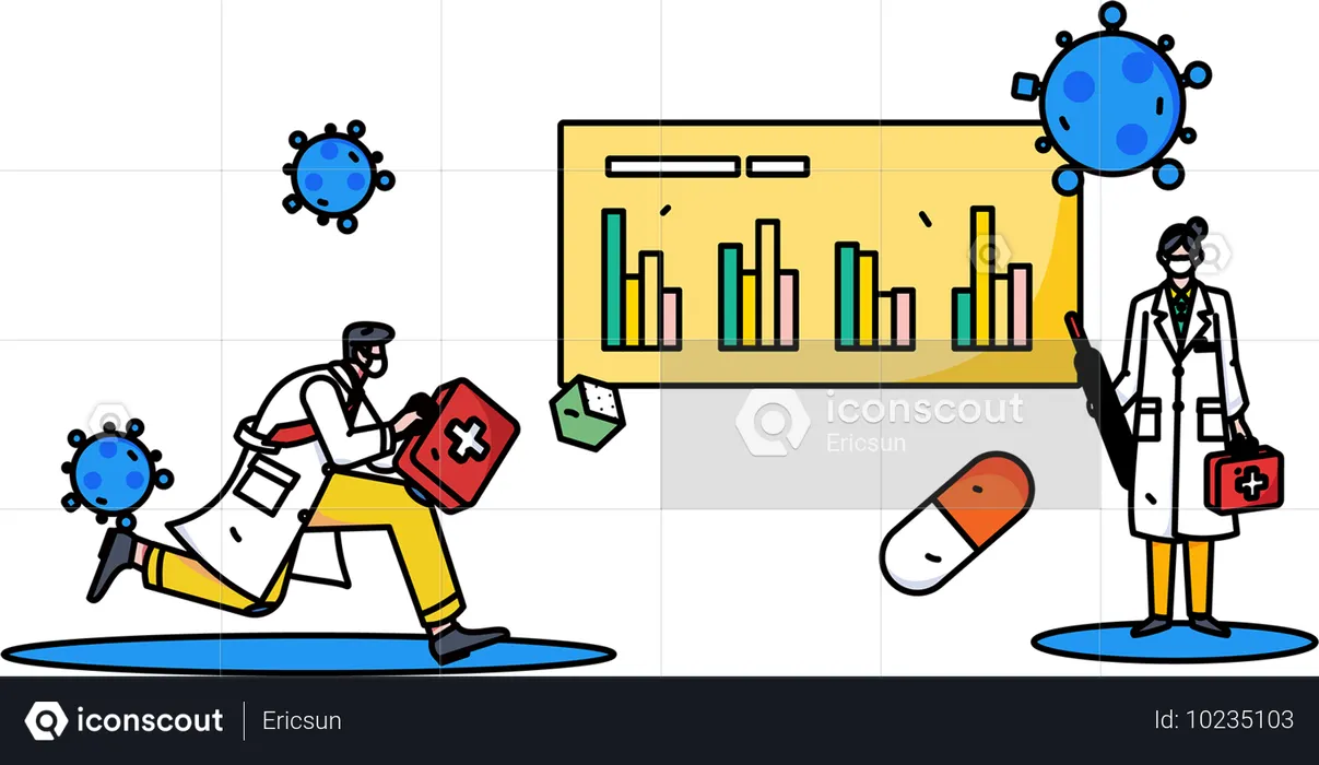 Doctors analyzing report of patient  Illustration