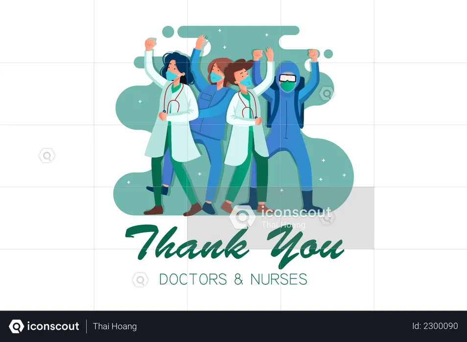 Doctors and nurses celebrating  Illustration