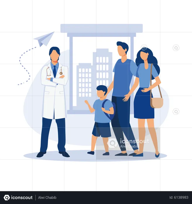 Doctor's appointment with children  Illustration