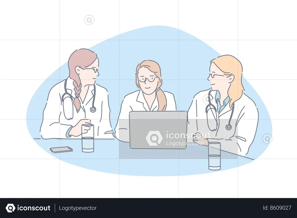 Doctors are discussing in meeting  Illustration