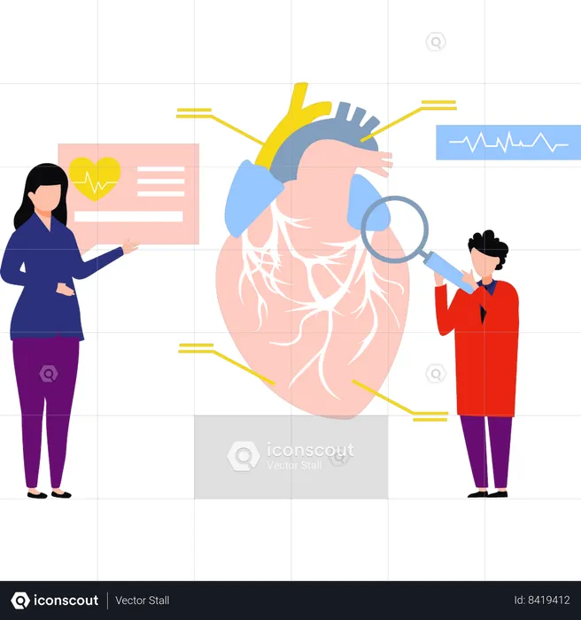 Doctors are doing research on heart  Illustration