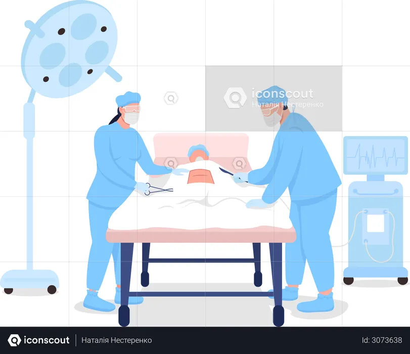 Doctors at surgical procedure  Illustration