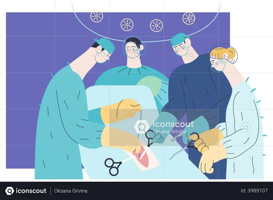 Doctors doing operation  Illustration