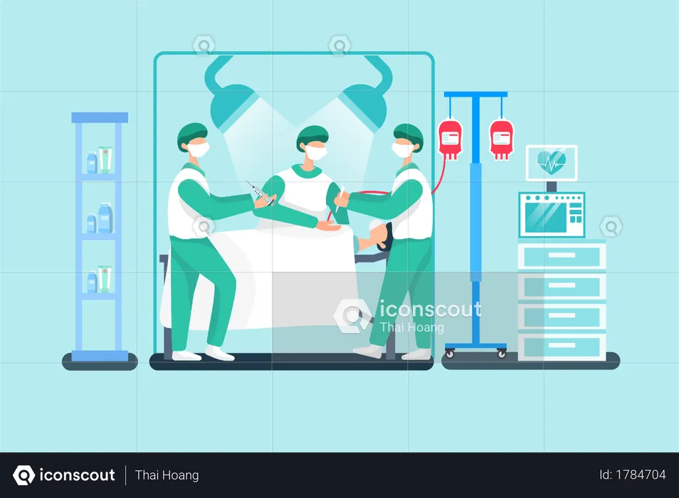 Doctors doing operation to patient in operation theater  Illustration