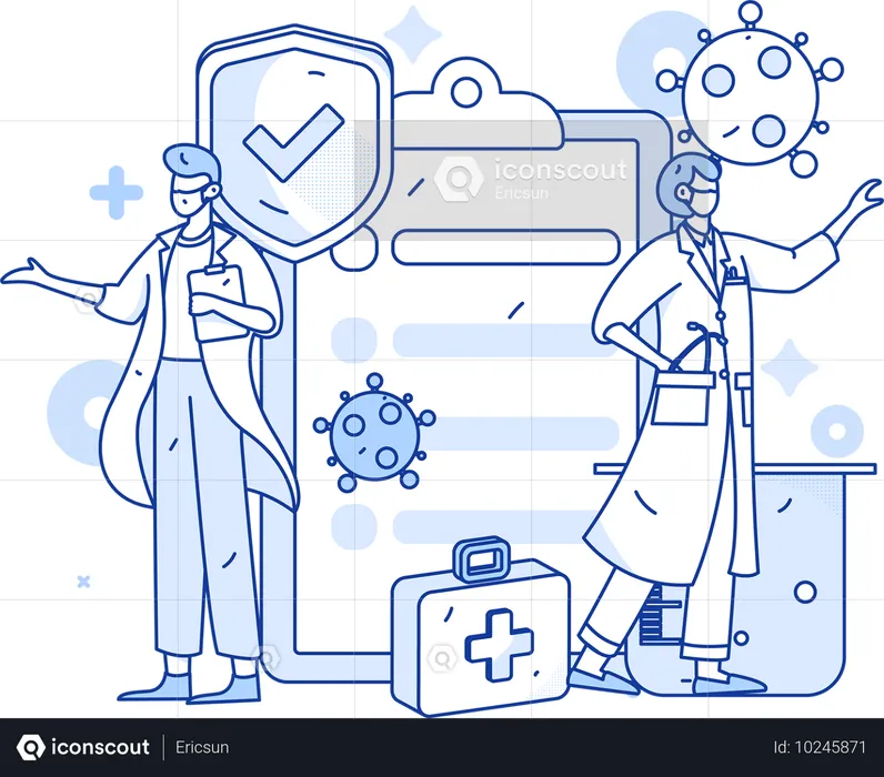 Doctors examines patient report  Illustration