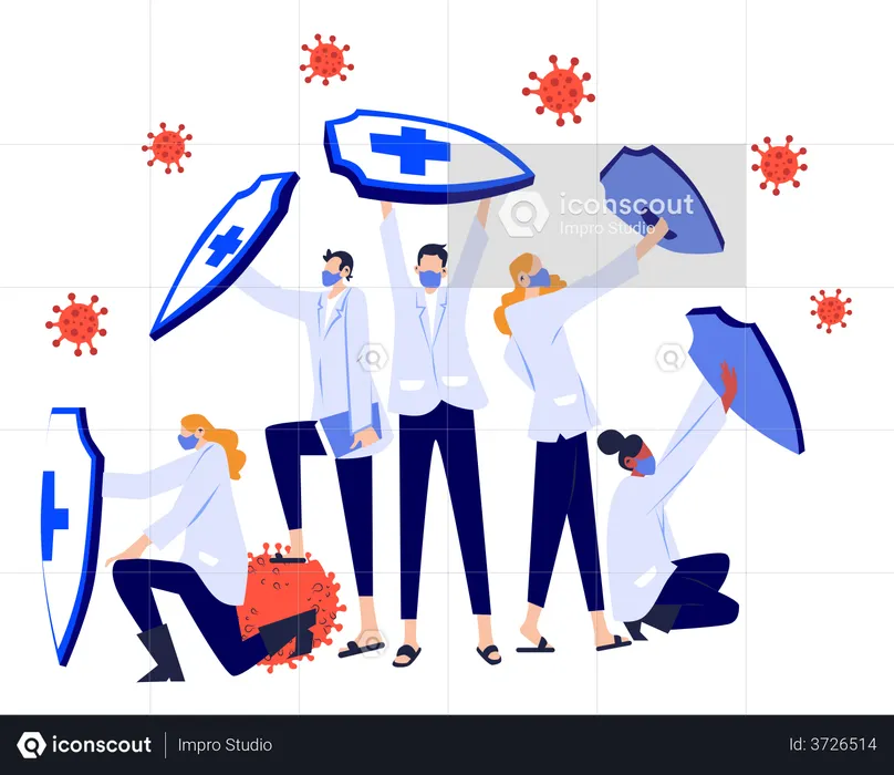Doctors fighting from coronavirus  Illustration