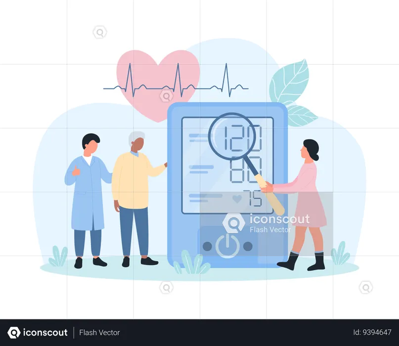 Doctors measuring blood pressure  Illustration