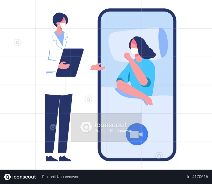 Doctors provide online advice to patients during Covid19  Illustration