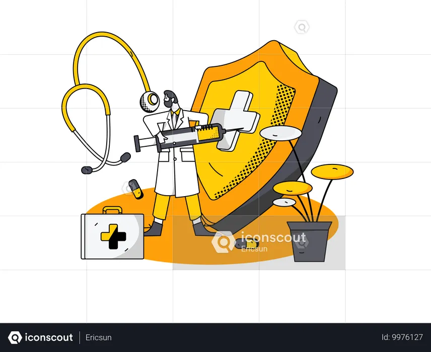 Doctors provide safety against corona virus  Illustration