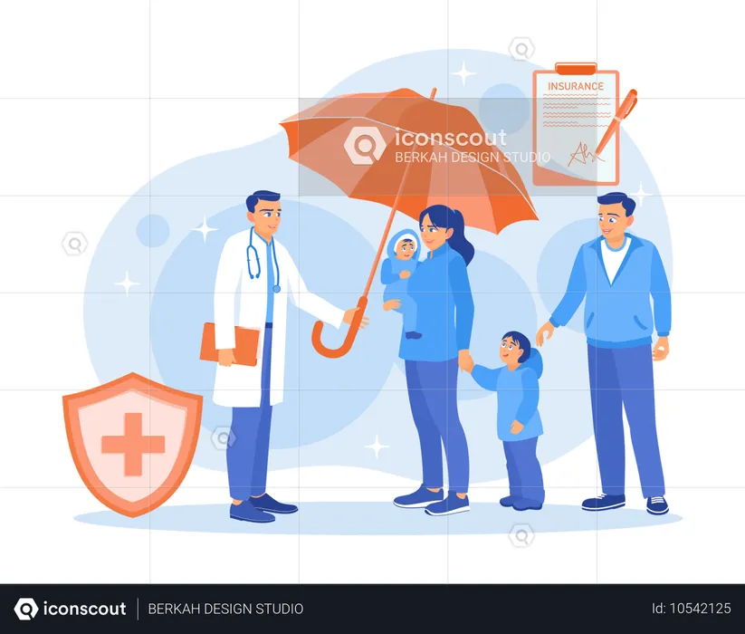 Doctors Providing Health Insurance To Patients  Illustration