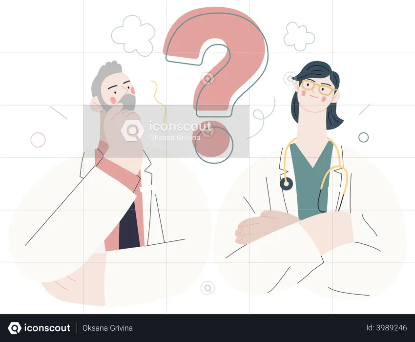 Doctors thinking about second opinion  Illustration