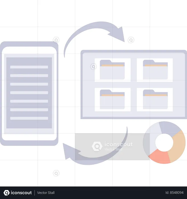Document file data converting into folders  Illustration