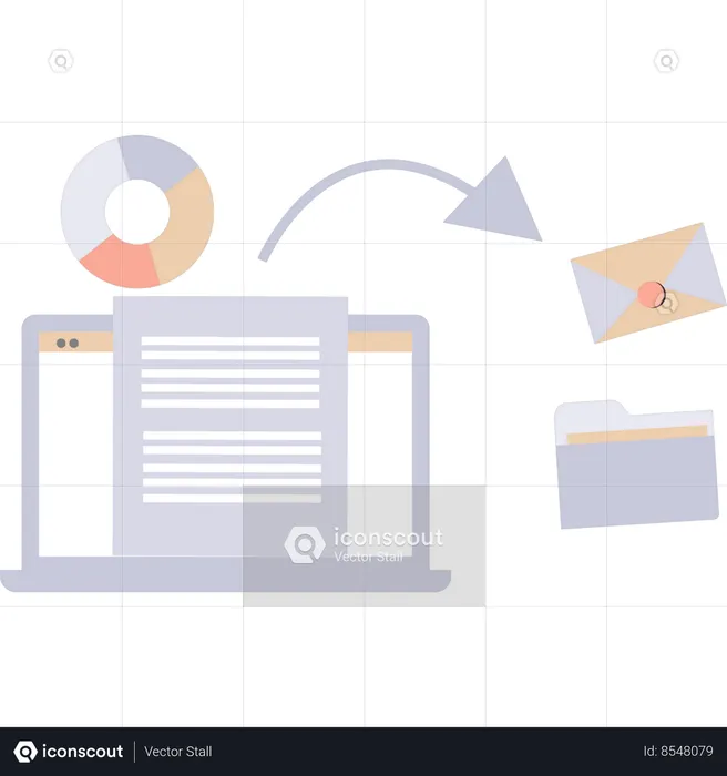 Document is converted into mail and folder  Illustration