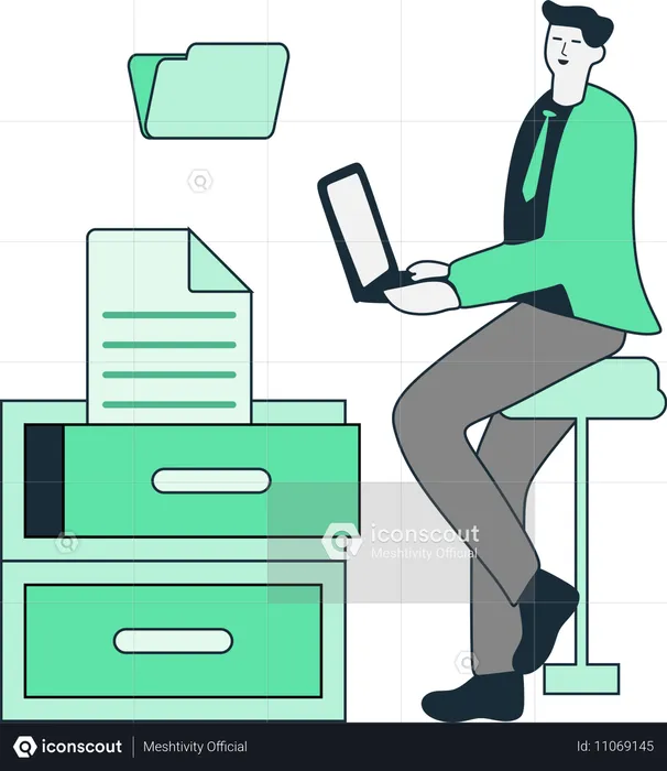 Document Management done by businessman  Illustration