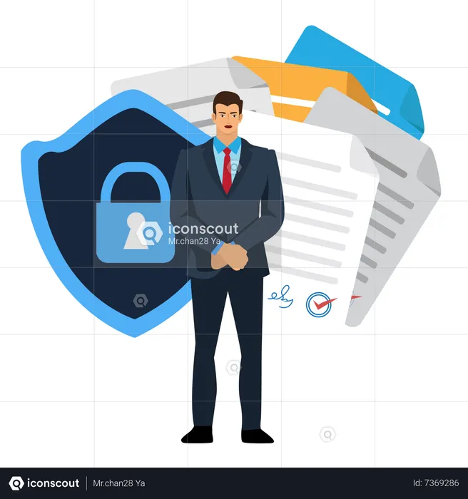 Document protection and data protection With security system  Illustration