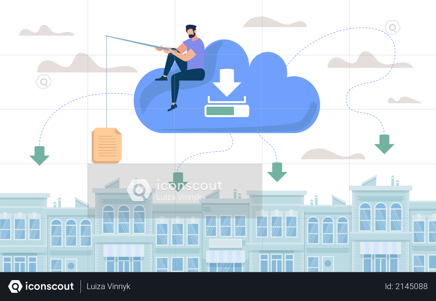 Document Storage in Cloud Illustration
