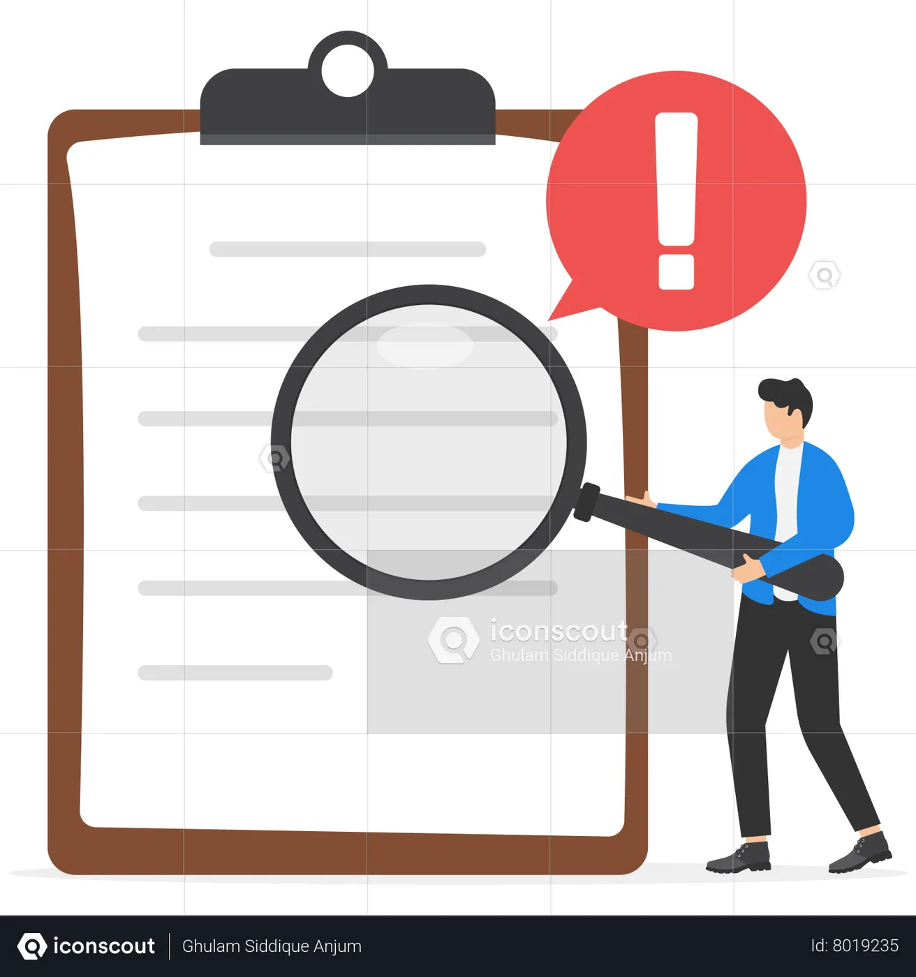 Best Document with red alert Illustration download in PNG & Vector format