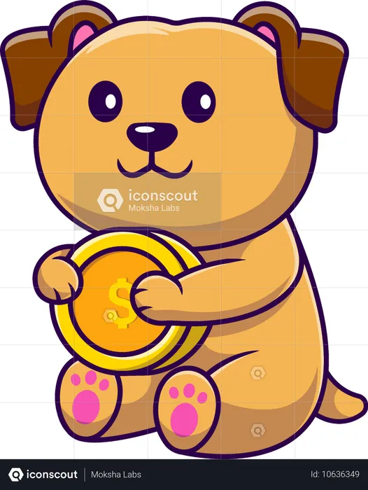 金貨を持っている犬  イラスト