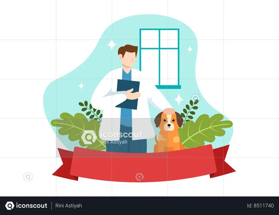 Dog is taken for routine checkup  Illustration