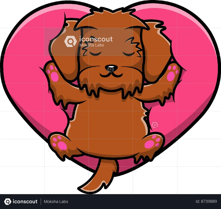 Dog Sleeping On Heart  Illustration