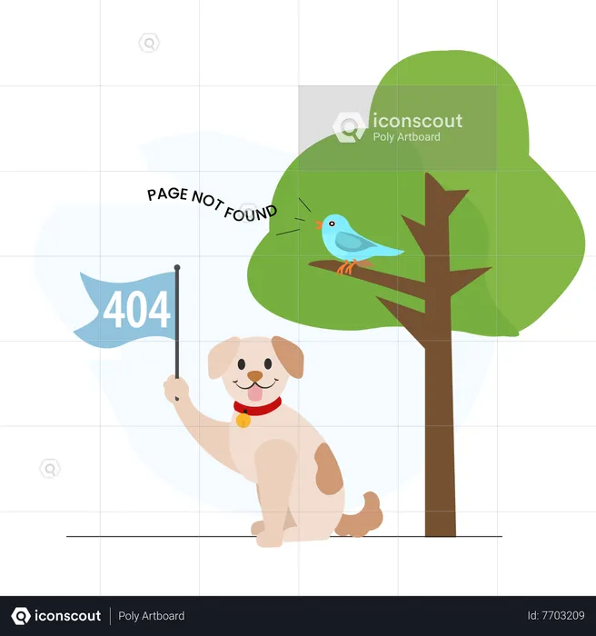 Dog With 404 Flag  Illustration