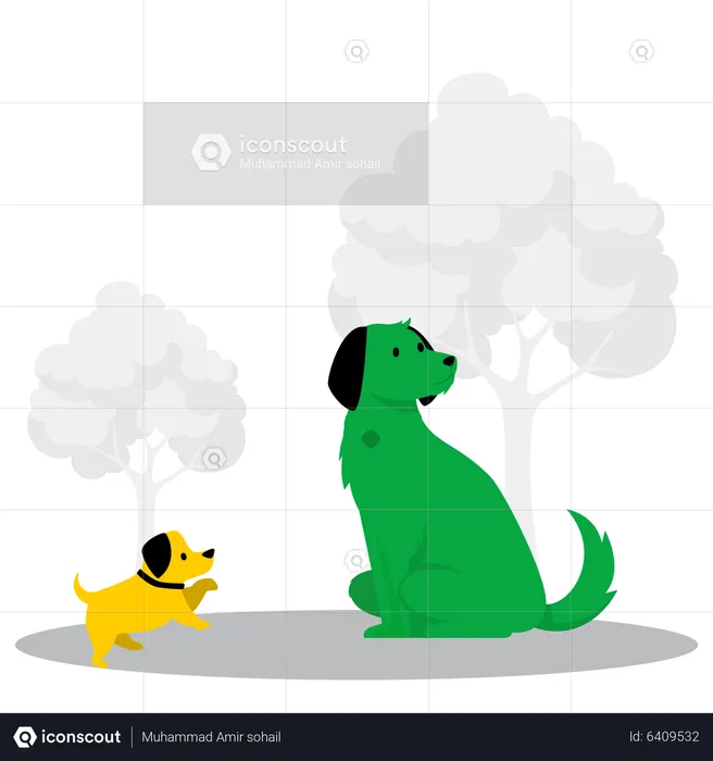 Dog with little dog  Illustration