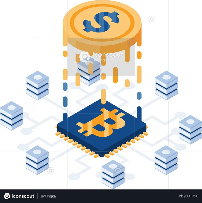 Dollar Coin Transition to Bitcoin  Illustration