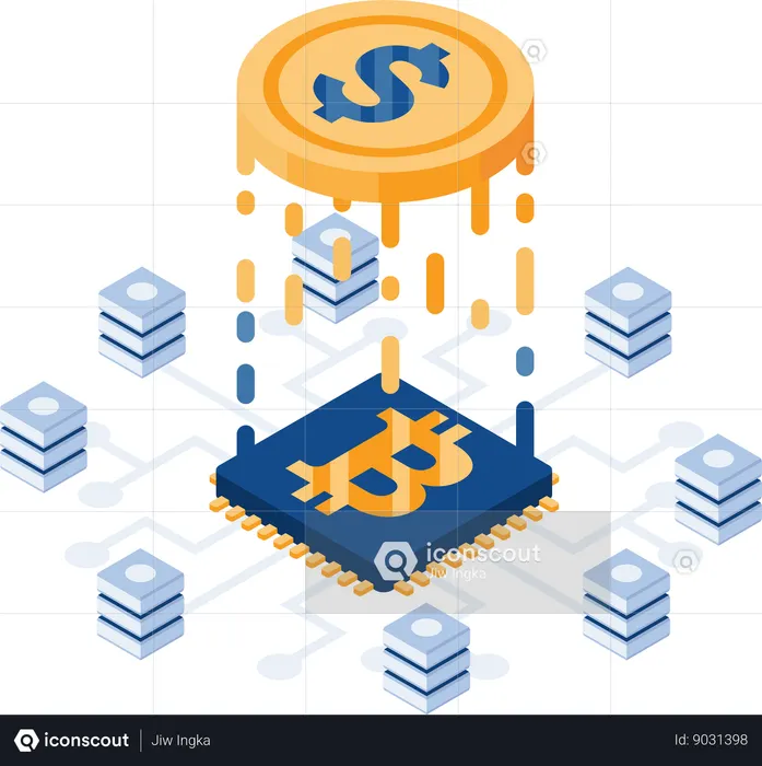 Dollar Coin Transition to Bitcoin  Illustration
