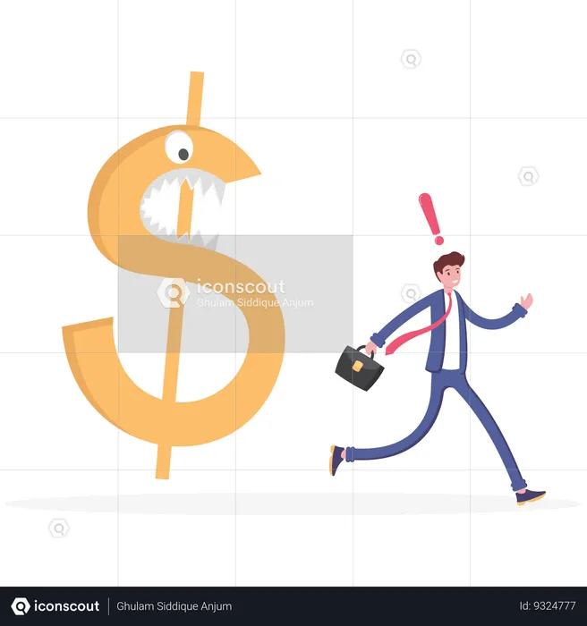 Dollar sign pulling businessman trapped  Illustration
