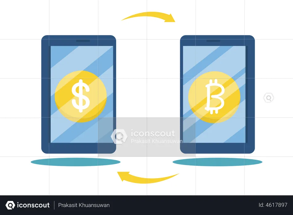 Dollar to bitcoin exchange  Illustration