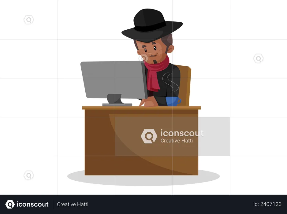 Don working on computer  Illustration
