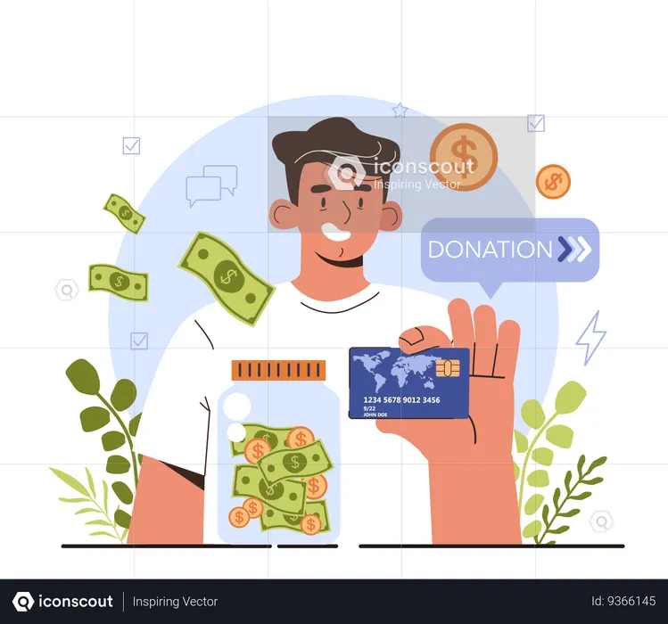 Donar dinero para la gente.  Ilustración