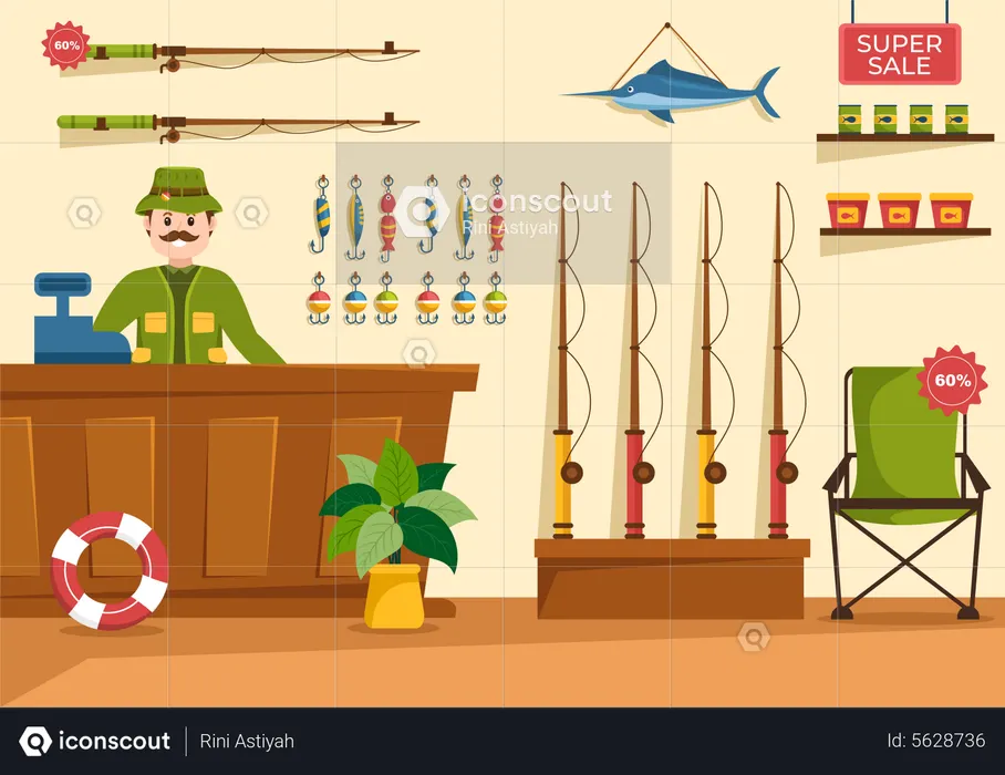 Proprietário de peixaria  Ilustração