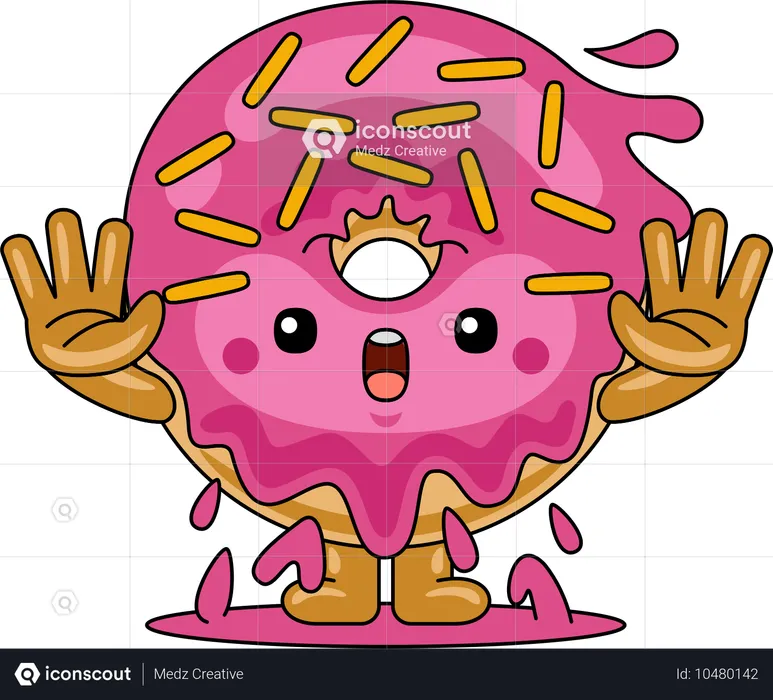 Donut Mascot showing both hands  Illustration