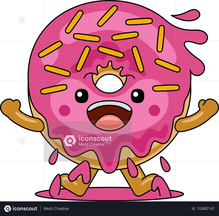 Personagem mascote donut pulando  Ilustração