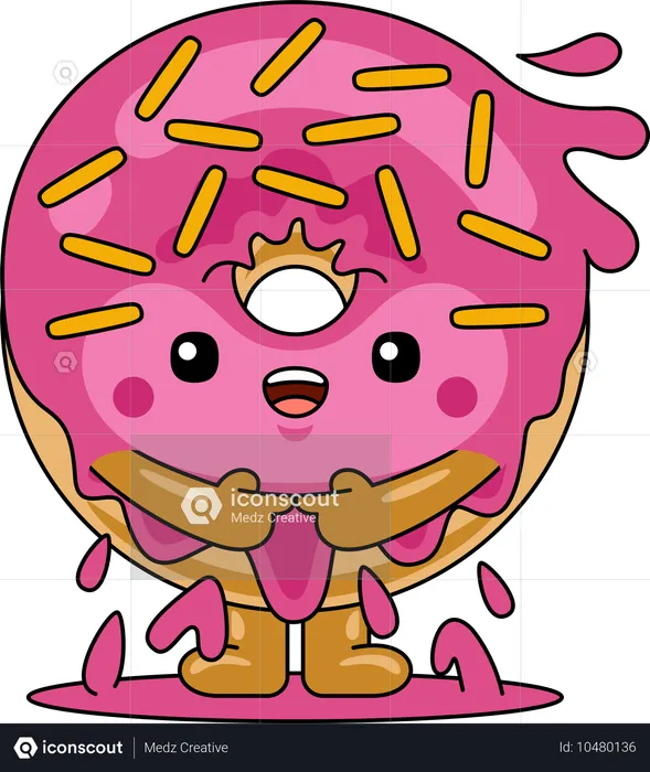 Donut Maskottchen Charakter stehend  Illustration