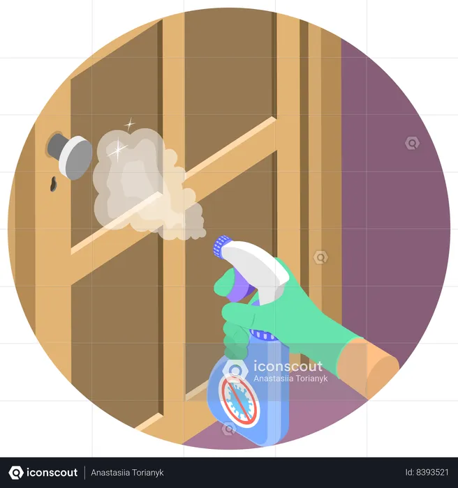 Door Handle Cleaning  Illustration