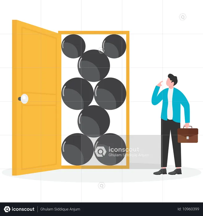 Door to success of businessman blocked  Illustration