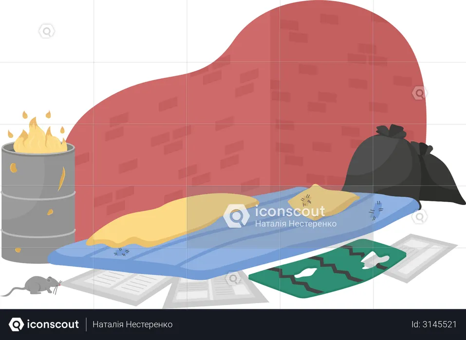 Dormitório para moradores de rua  Ilustração