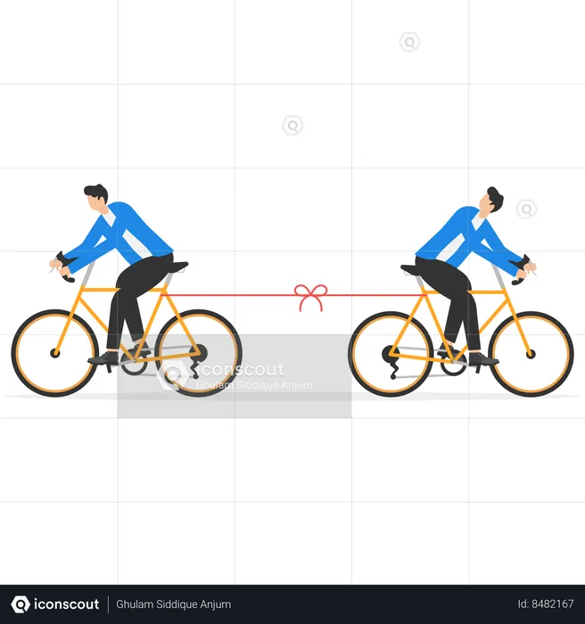 Dos ciclos se mueven en dirección opuesta  Ilustración