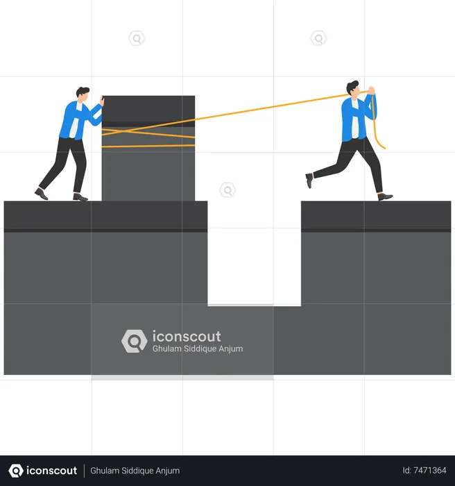 Trabajo en equipo de dos empresarios  Ilustración